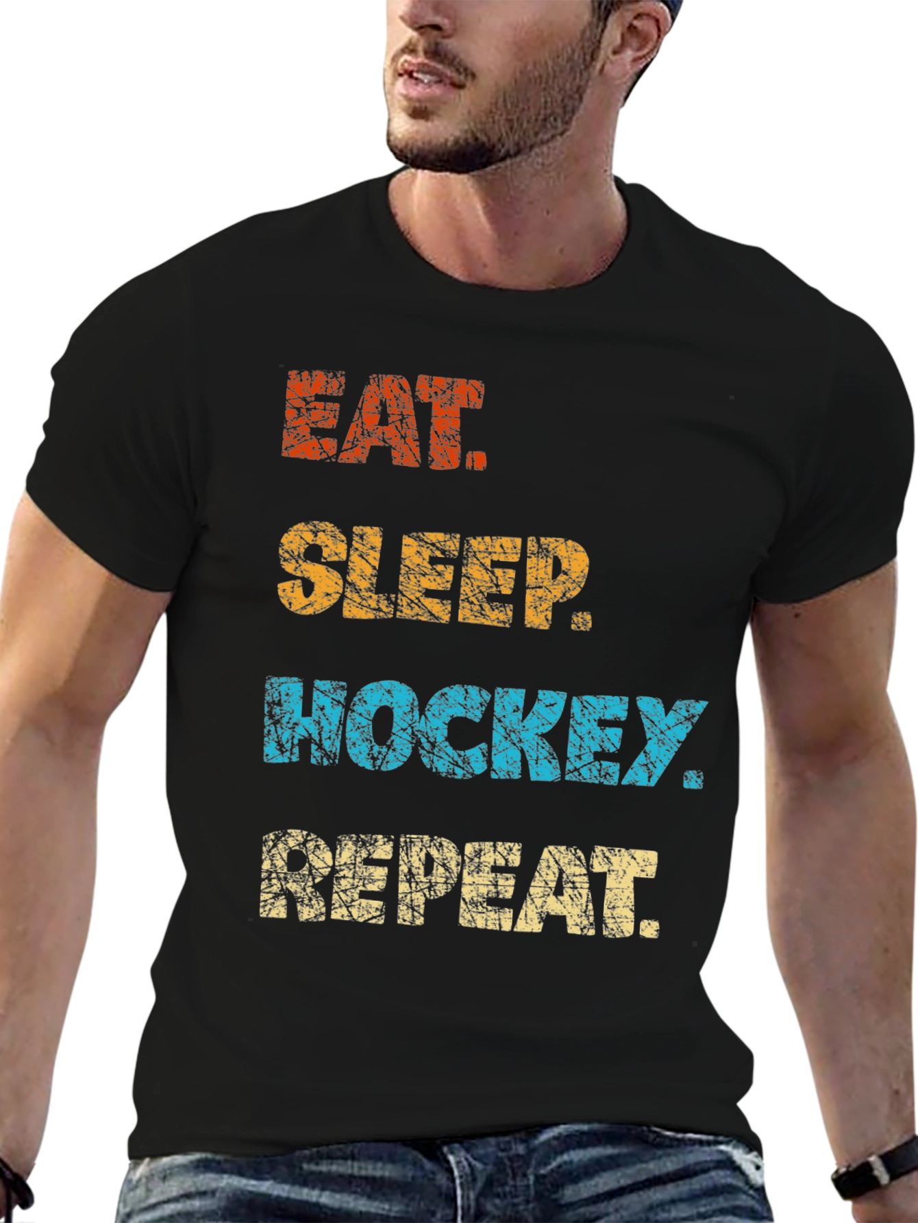Eat Sleep Hockey Repeat Graphic T-Shirt