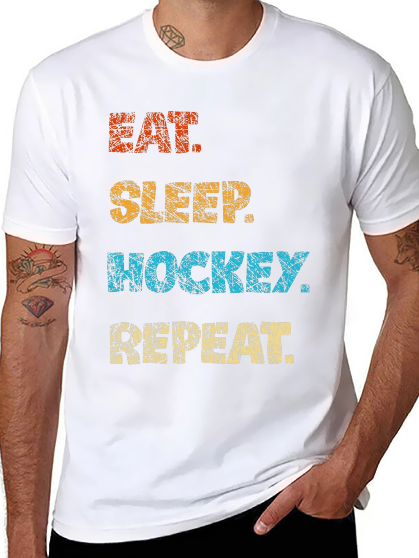 Eat Sleep Hockey Repeat Graphic T-Shirt
