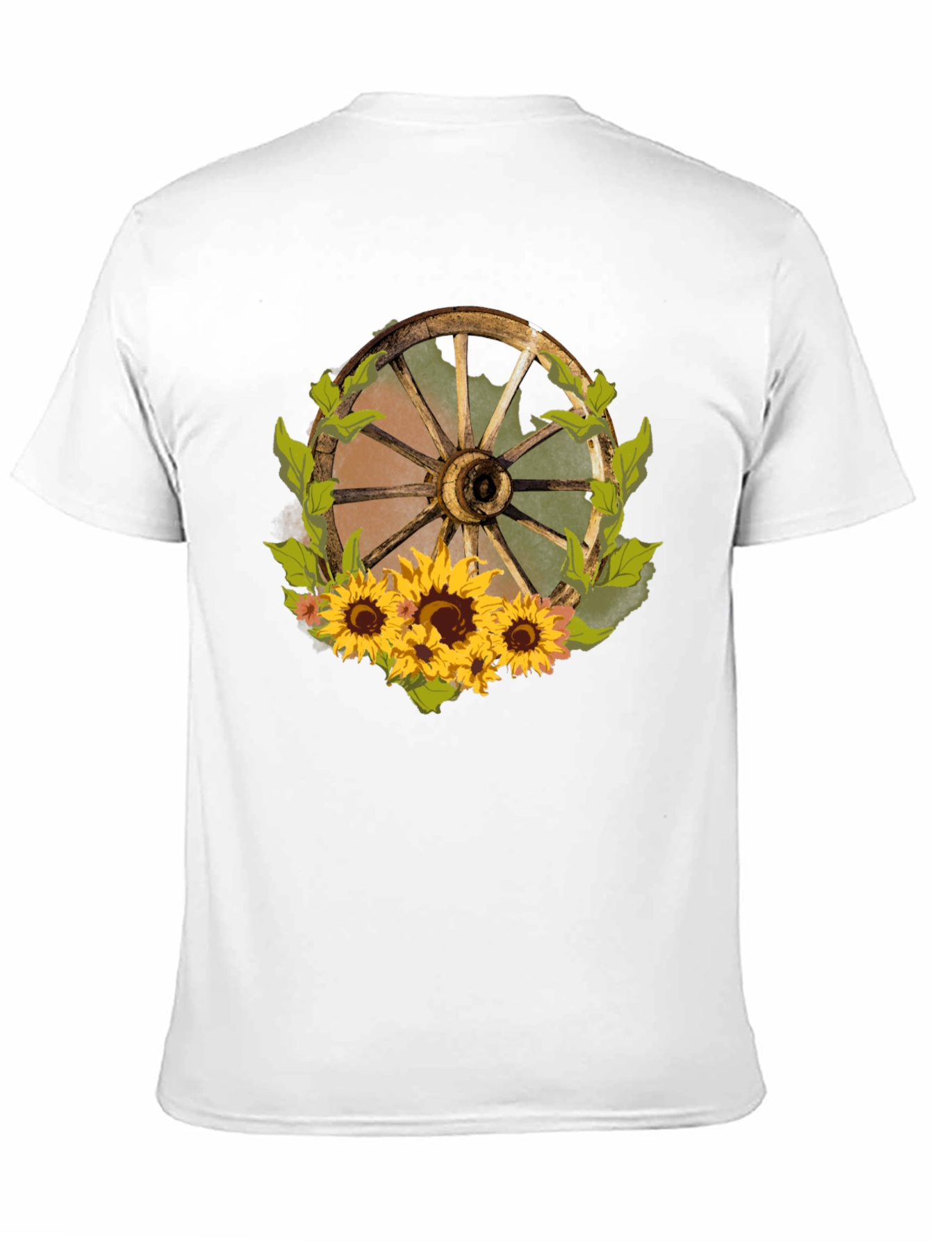 Rustic Wheel & Sunflower Graphic Tee - Black