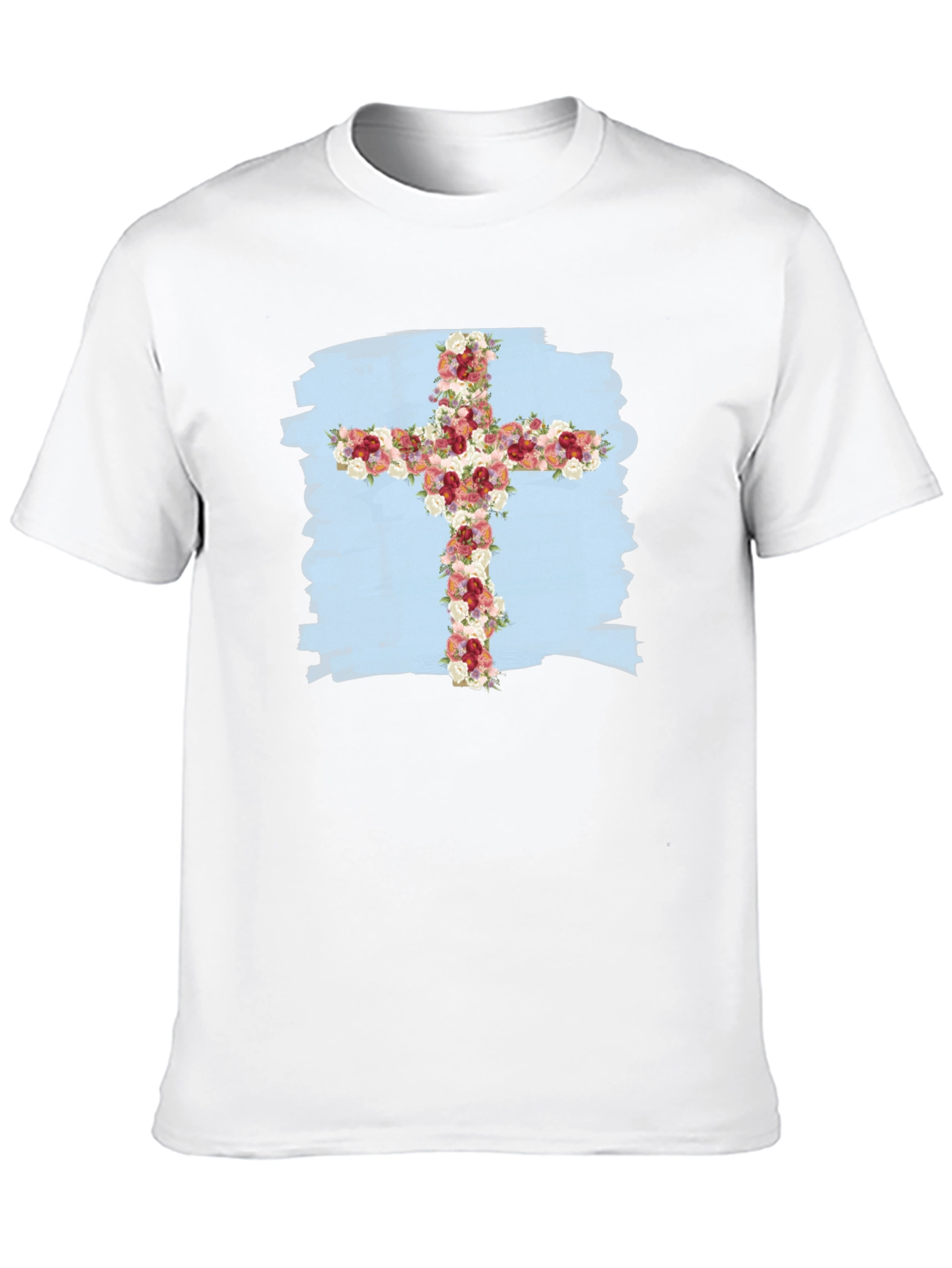 Floral Cross Graphic T-Shirt - Stylish Christian Tee