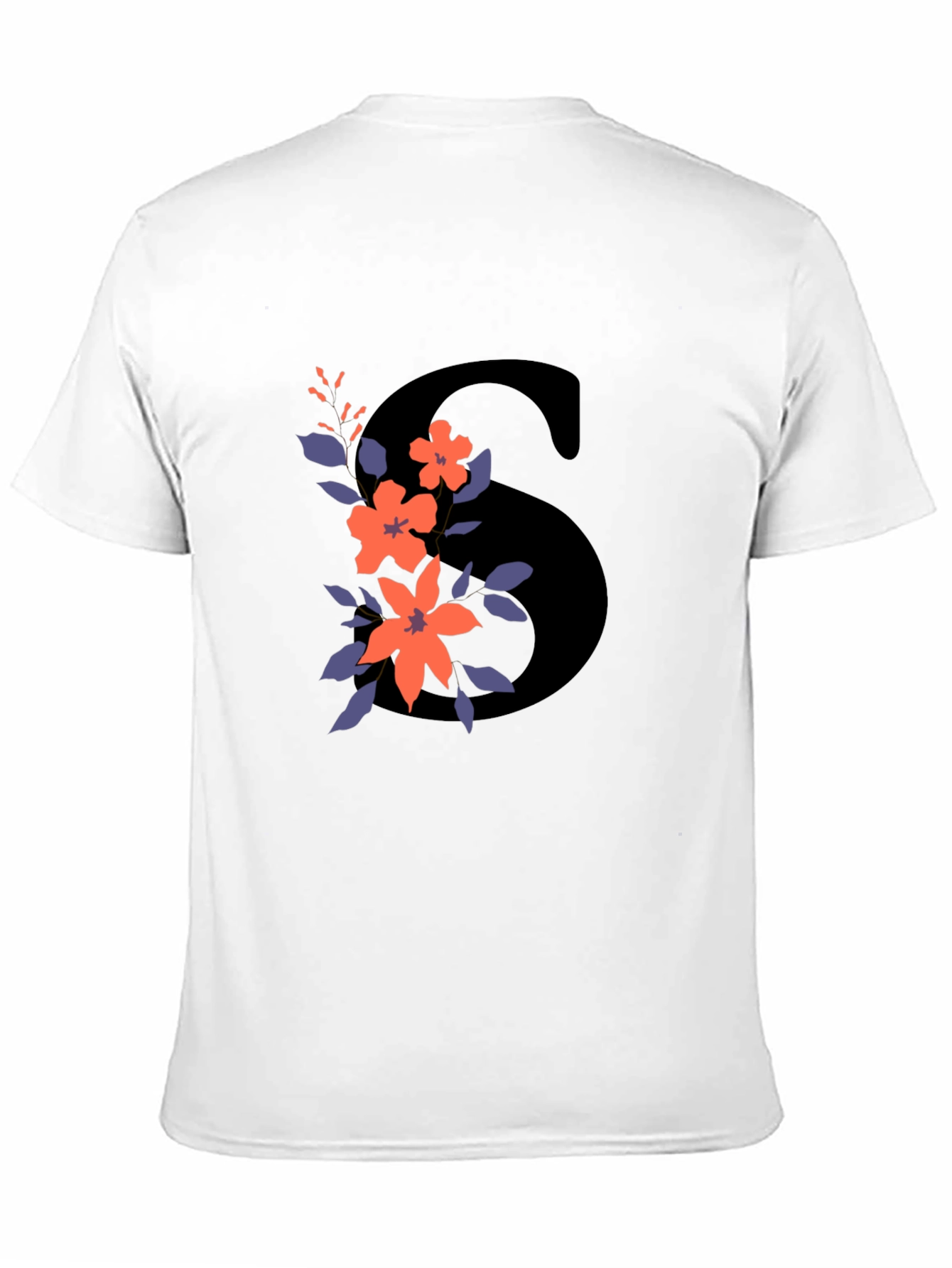 Floral Initial S Graphic Tee - Black