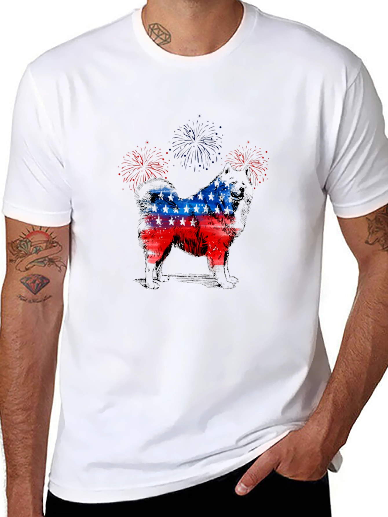 Patriotic Dog Fireworks T-Shirt