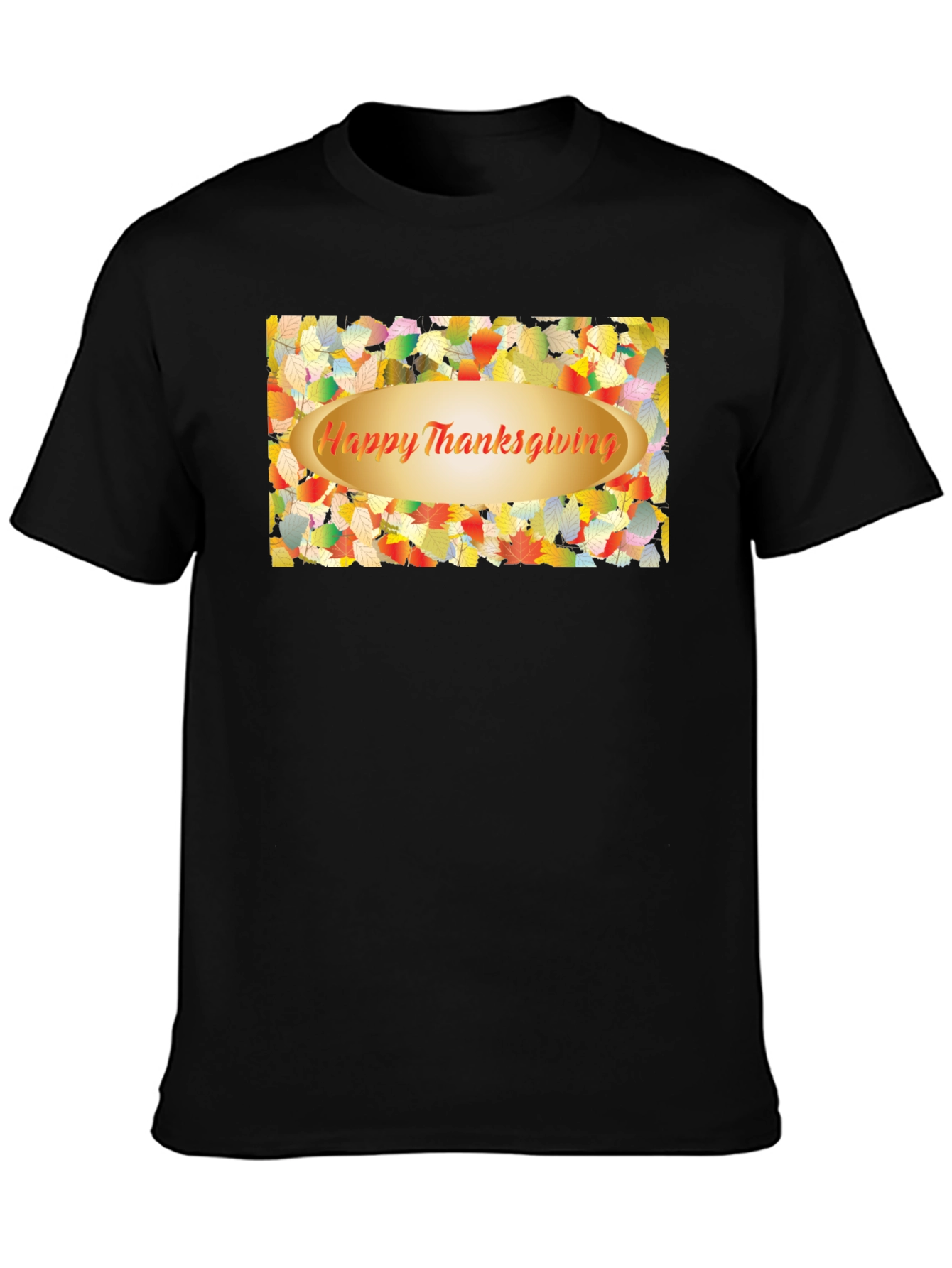 Thanksgiving Leaves Graphic Black T-Shirt