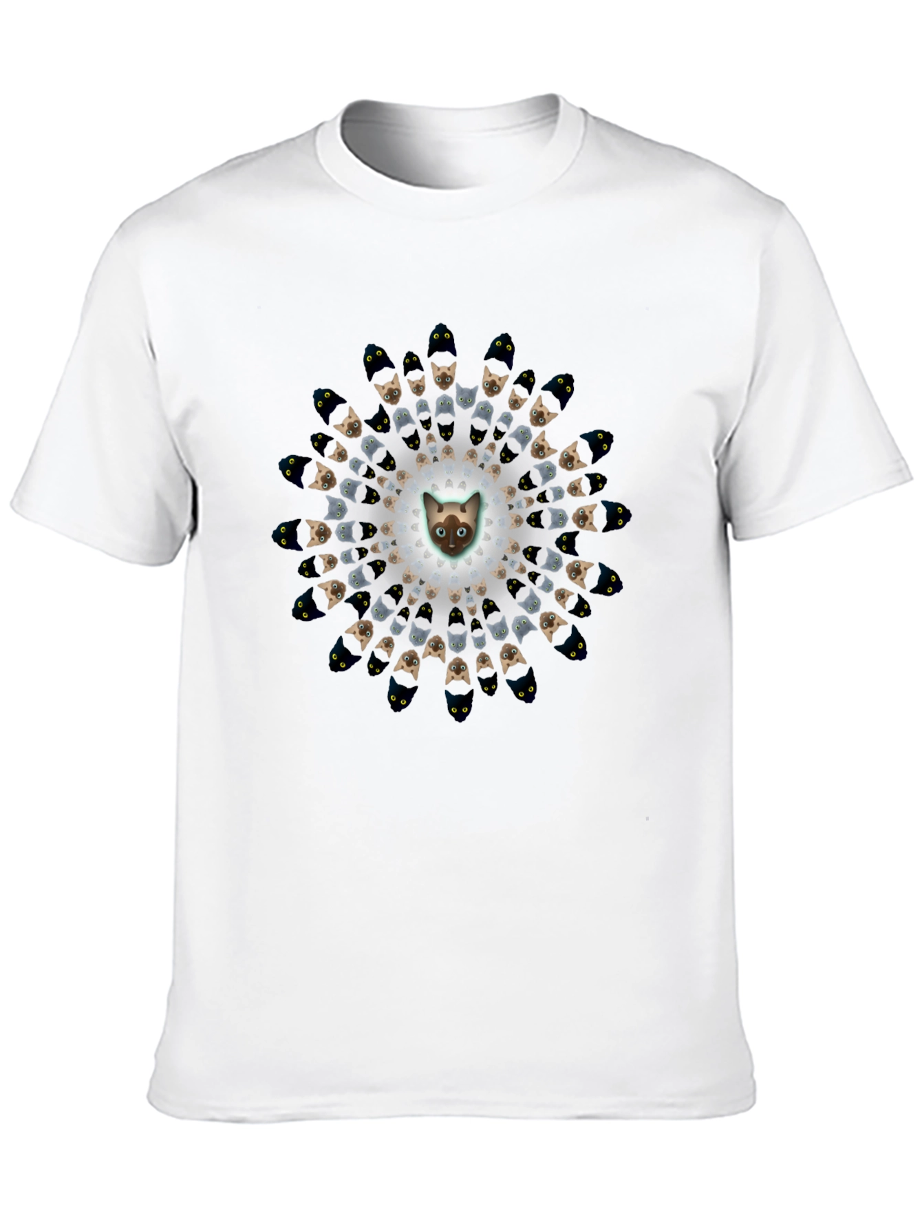 Cat Mandala Graphic Tee - Unique Black T-Shirt