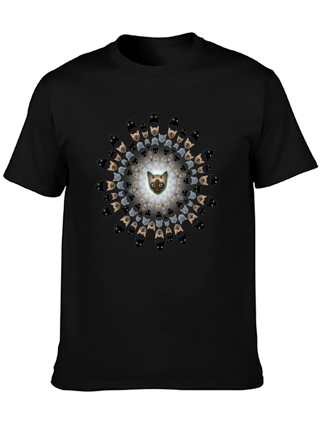 Cat Mandala Graphic Tee - Unique Black T-Shirt