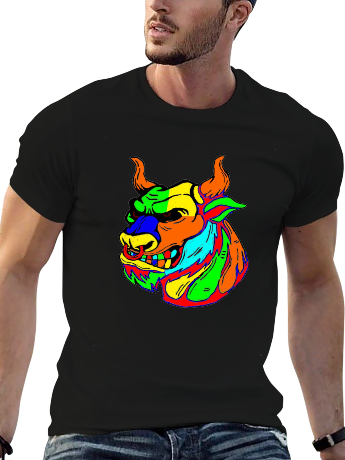 Vibrant Bull Graphic T-Shirt - Bold & Unique Design