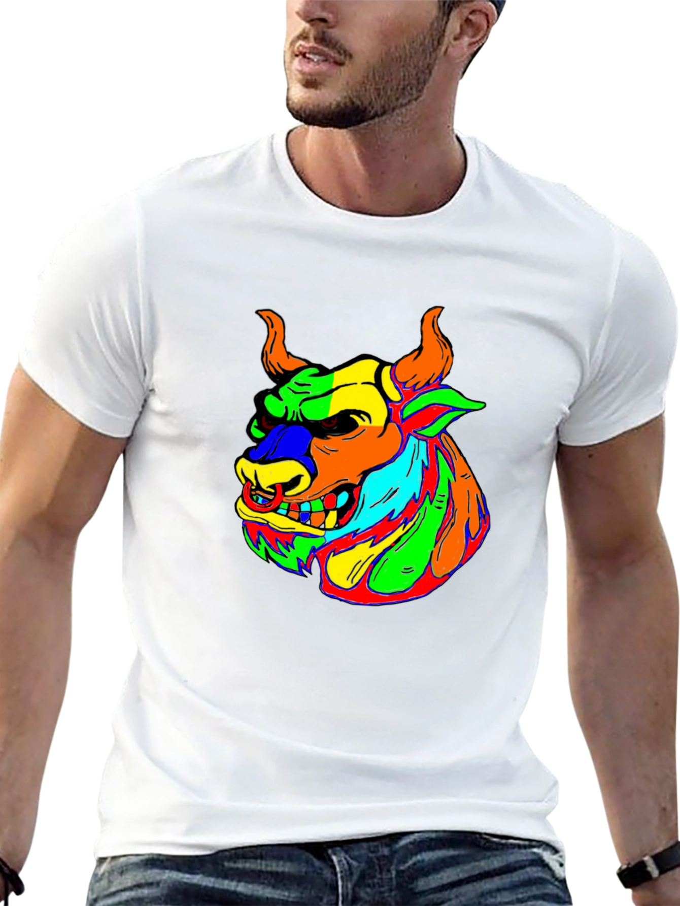 Vibrant Bull Graphic T-Shirt - Bold & Unique Design