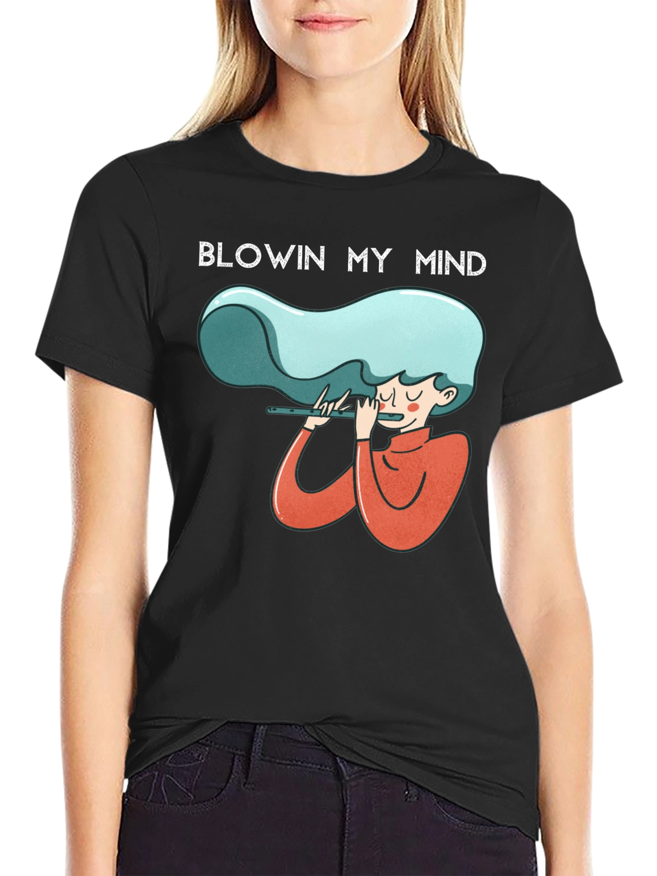 Blowin My Mind Flute Player Graphic Tee - Unisex
