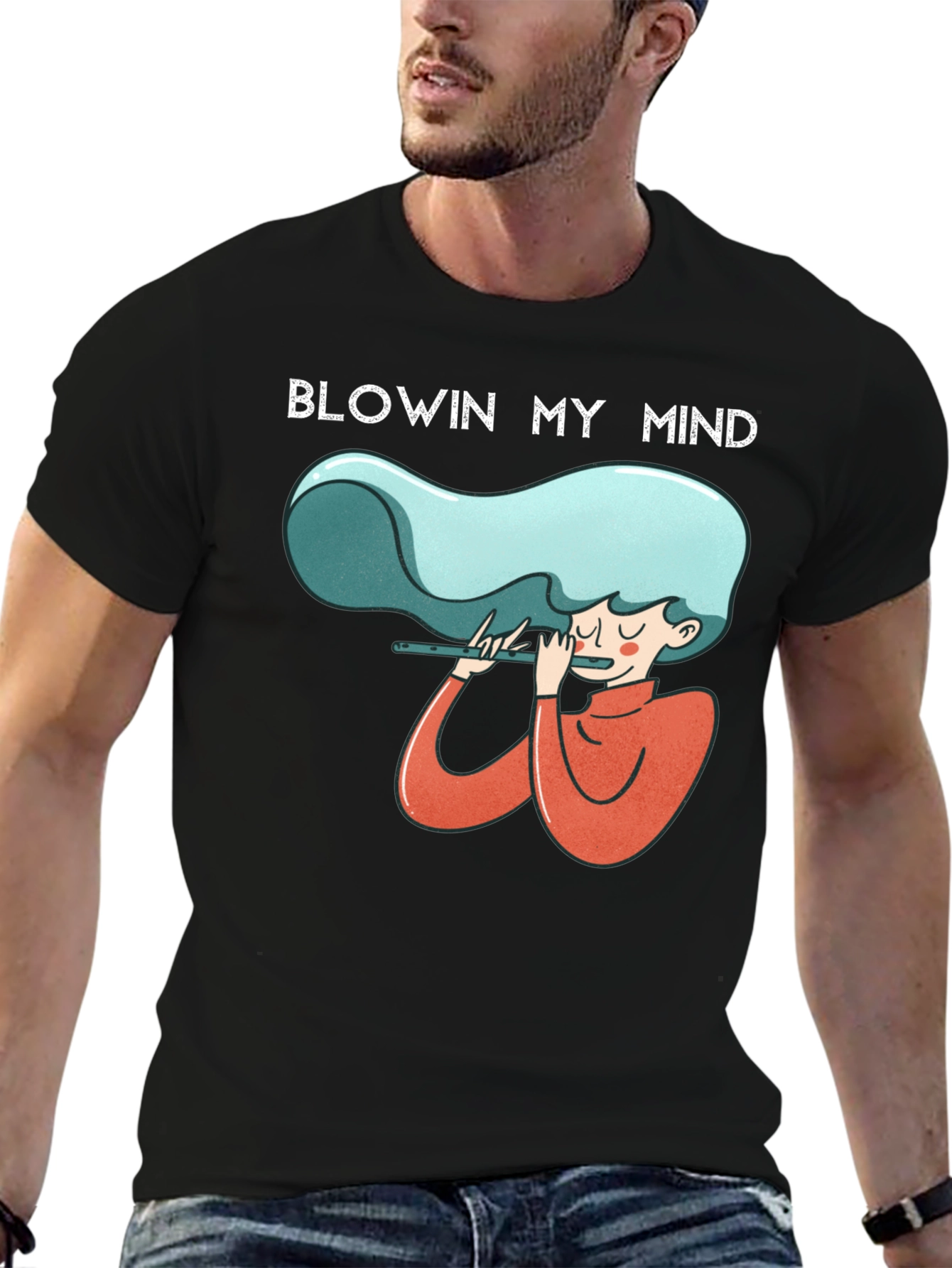 Blowin My Mind Flute Player Graphic Tee - Unisex