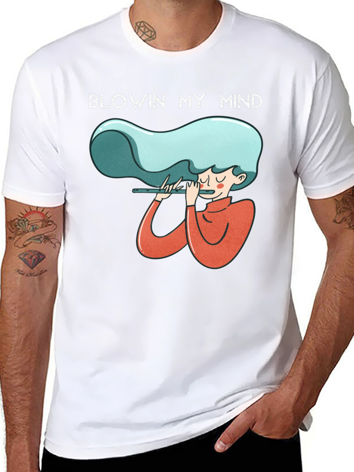 Blowin My Mind Flute Player Graphic Tee - Unisex