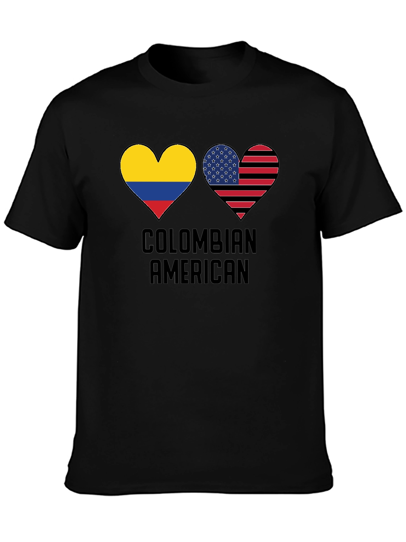 Colombian American Pride T-Shirt - Heart Flag Design
