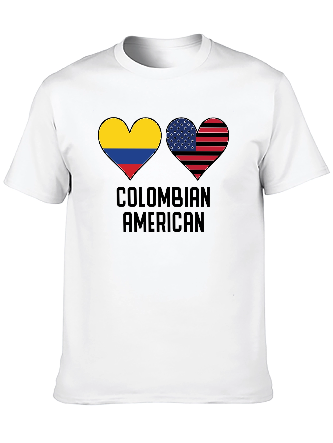 Colombian American Pride T-Shirt - Heart Flag Design