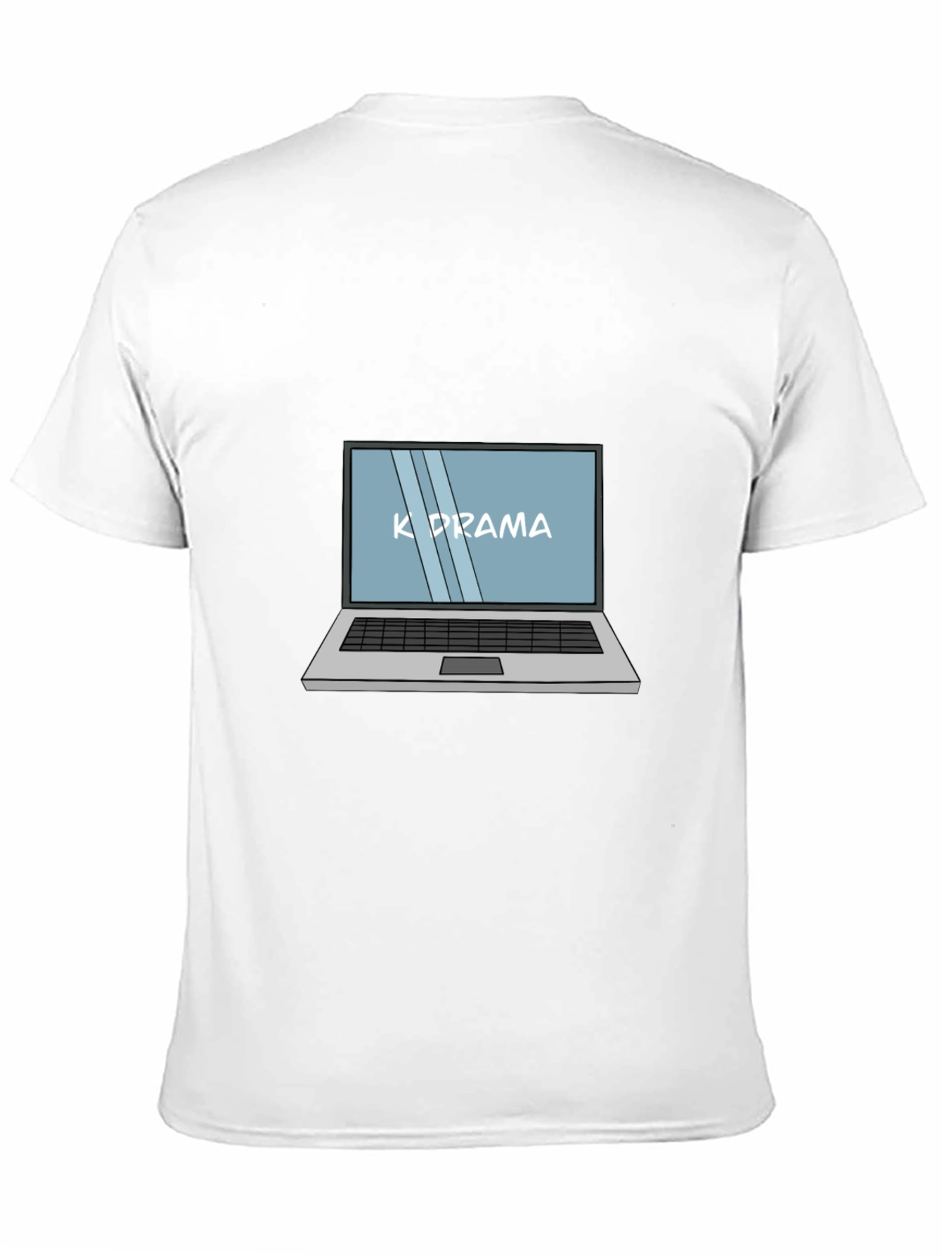 K-Drama Laptop Graphic Tee - Black Cotton Casual T-Shirt