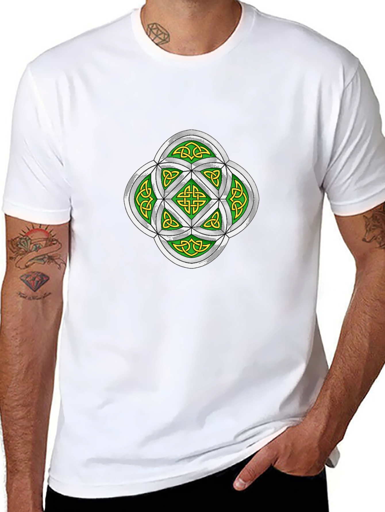Celtic Knot Graphic Tee - Black Cotton T-Shirt