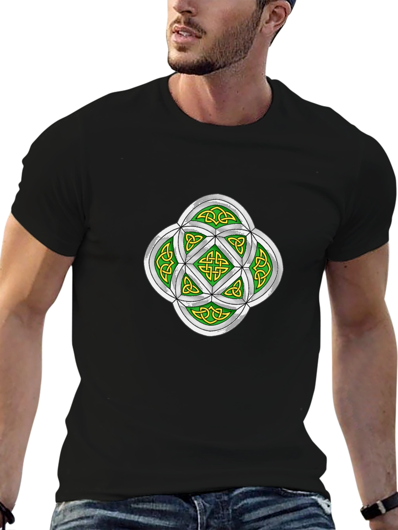 Celtic Knot Graphic Tee - Black Cotton T-Shirt