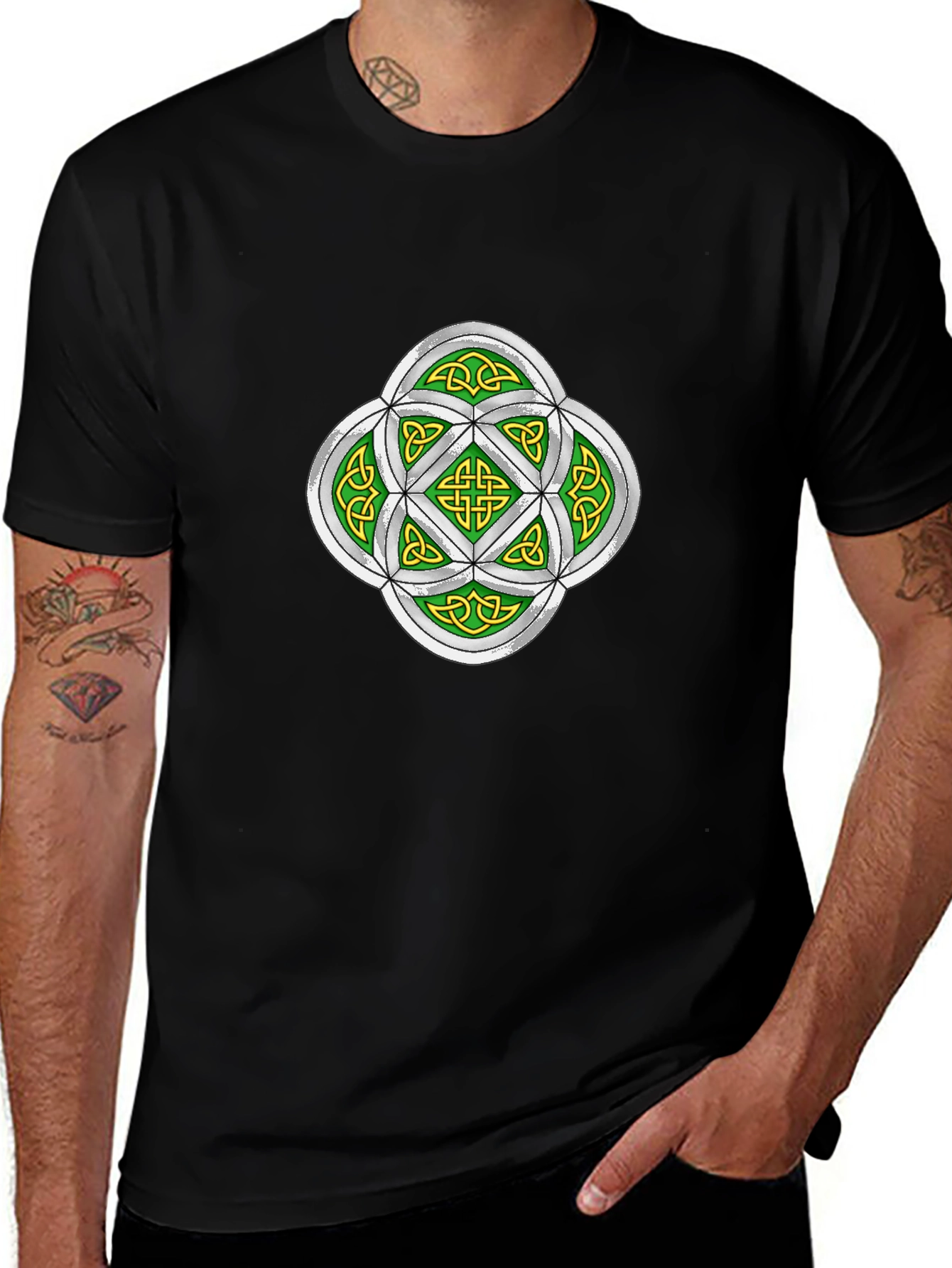 Celtic Knot Graphic Tee - Black Cotton T-Shirt