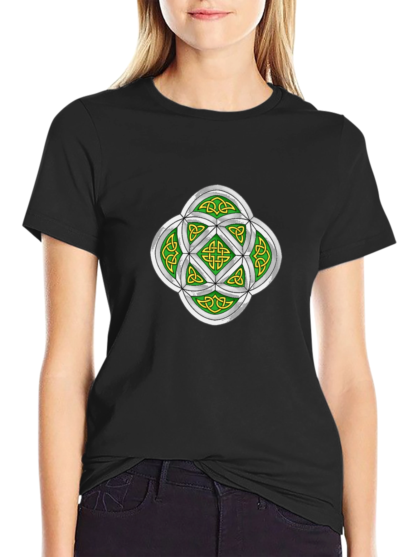 Celtic Knot Graphic Tee - Black Cotton T-Shirt