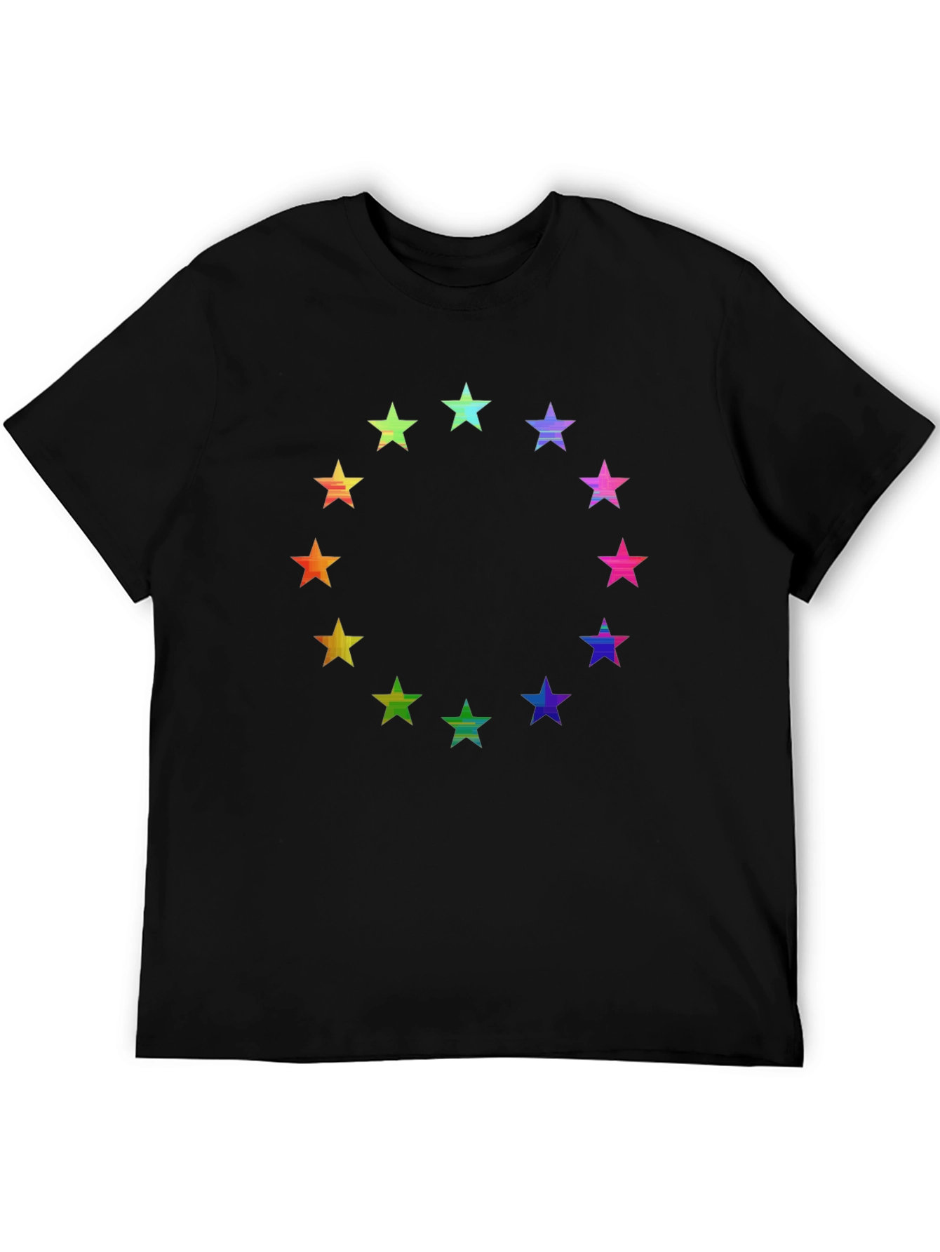 Rainbow Star Circle Black T-Shirt