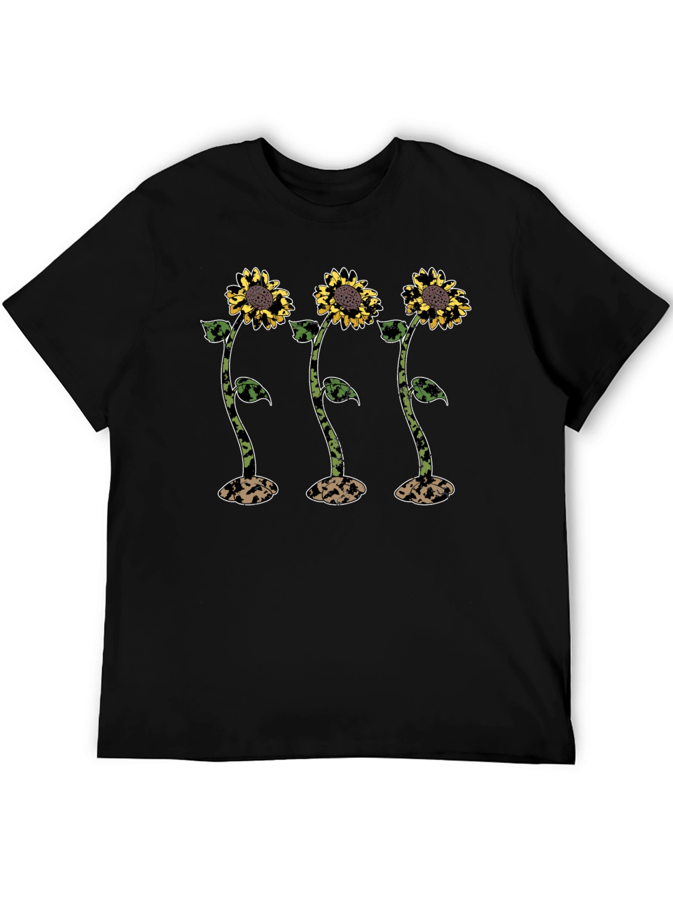 Sunflower Graphic Print Mens Black T-Shirt