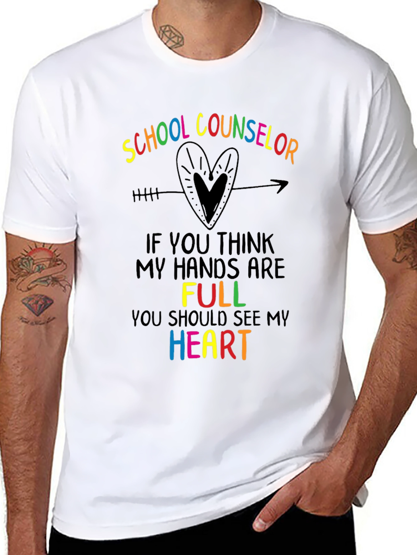 School Counselor Heart Graphic T-Shirt