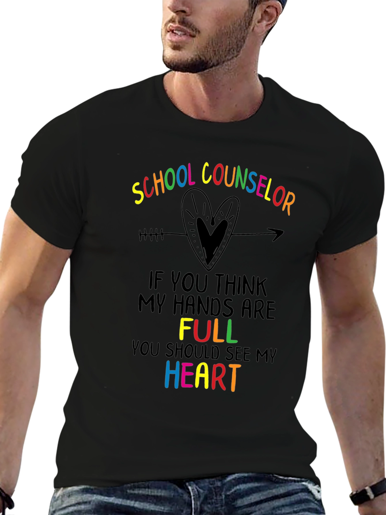 School Counselor Heart Graphic T-Shirt
