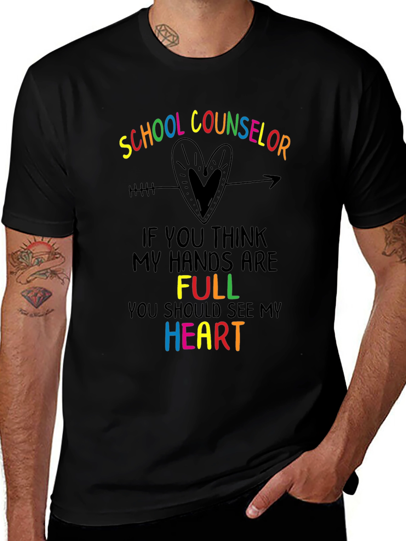 School Counselor Heart Graphic T-Shirt