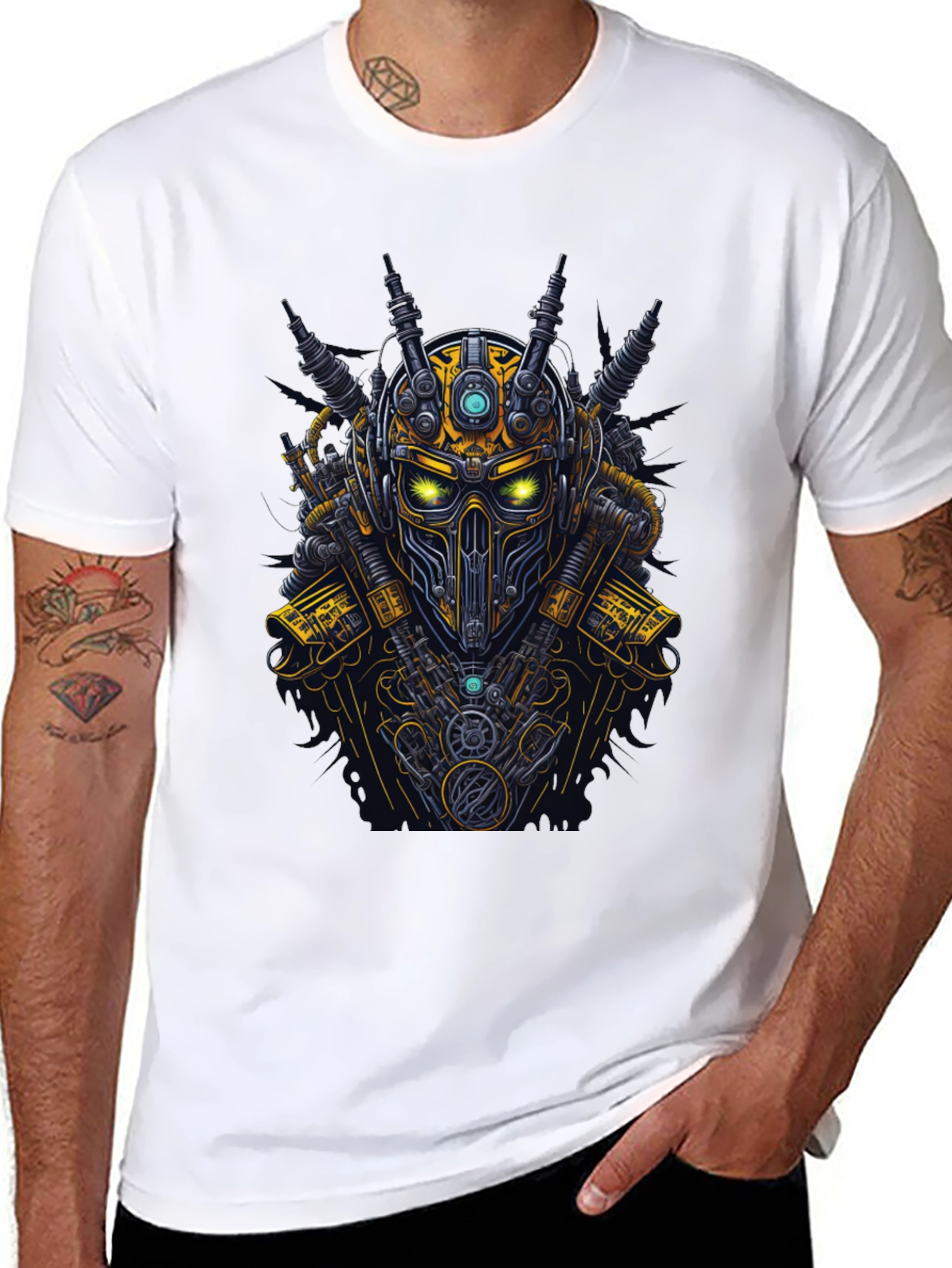 Steampunk Robot Graphic Tee - Black
