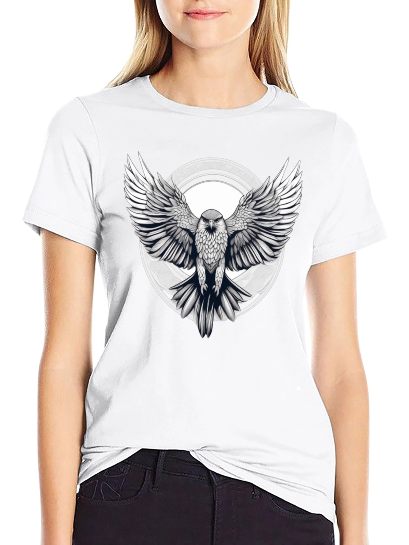 Eagle Graphic Print Black T-Shirt