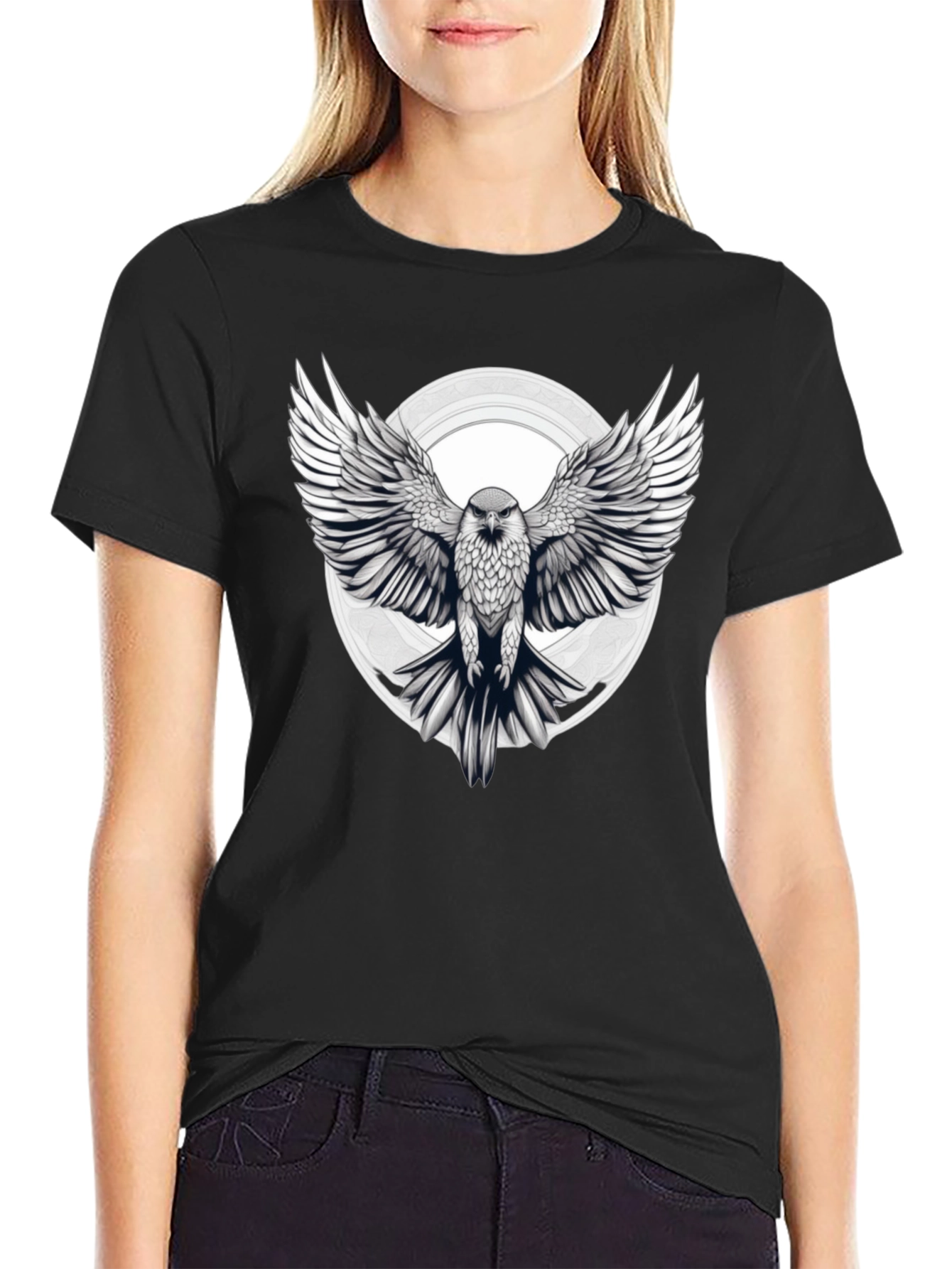 Eagle Graphic Print Black T-Shirt