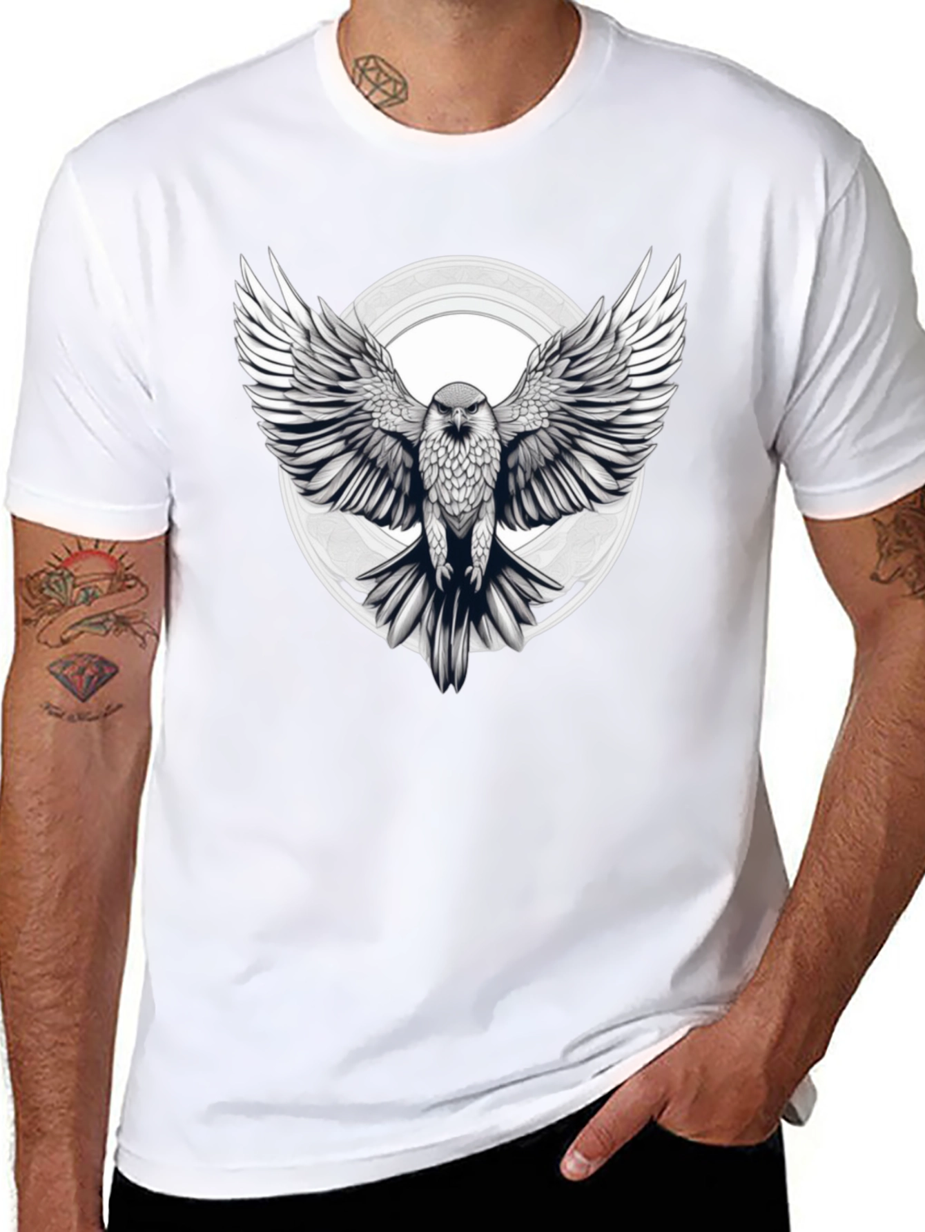 Eagle Graphic Print Black T-Shirt