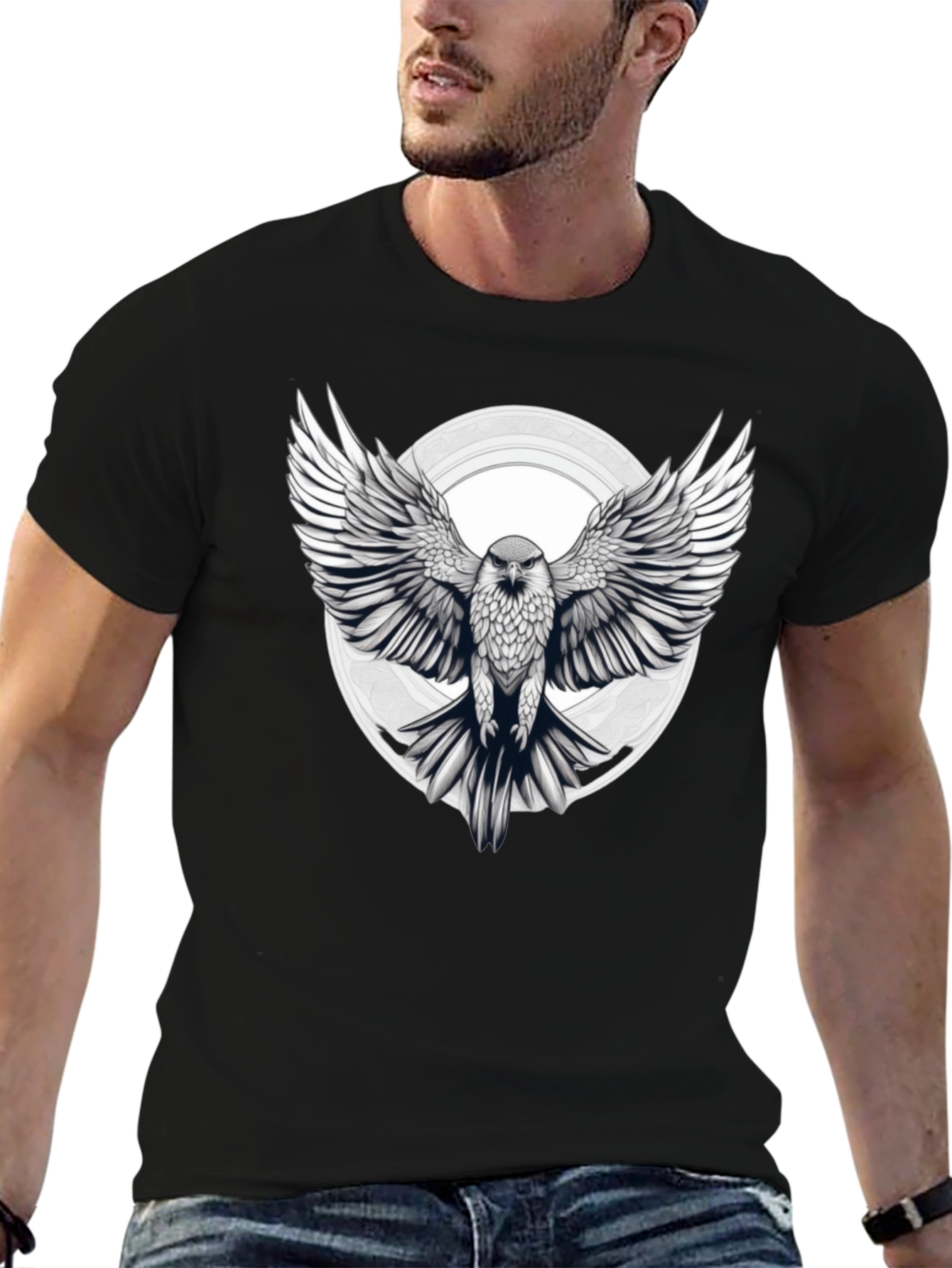 Eagle Graphic Print Black T-Shirt