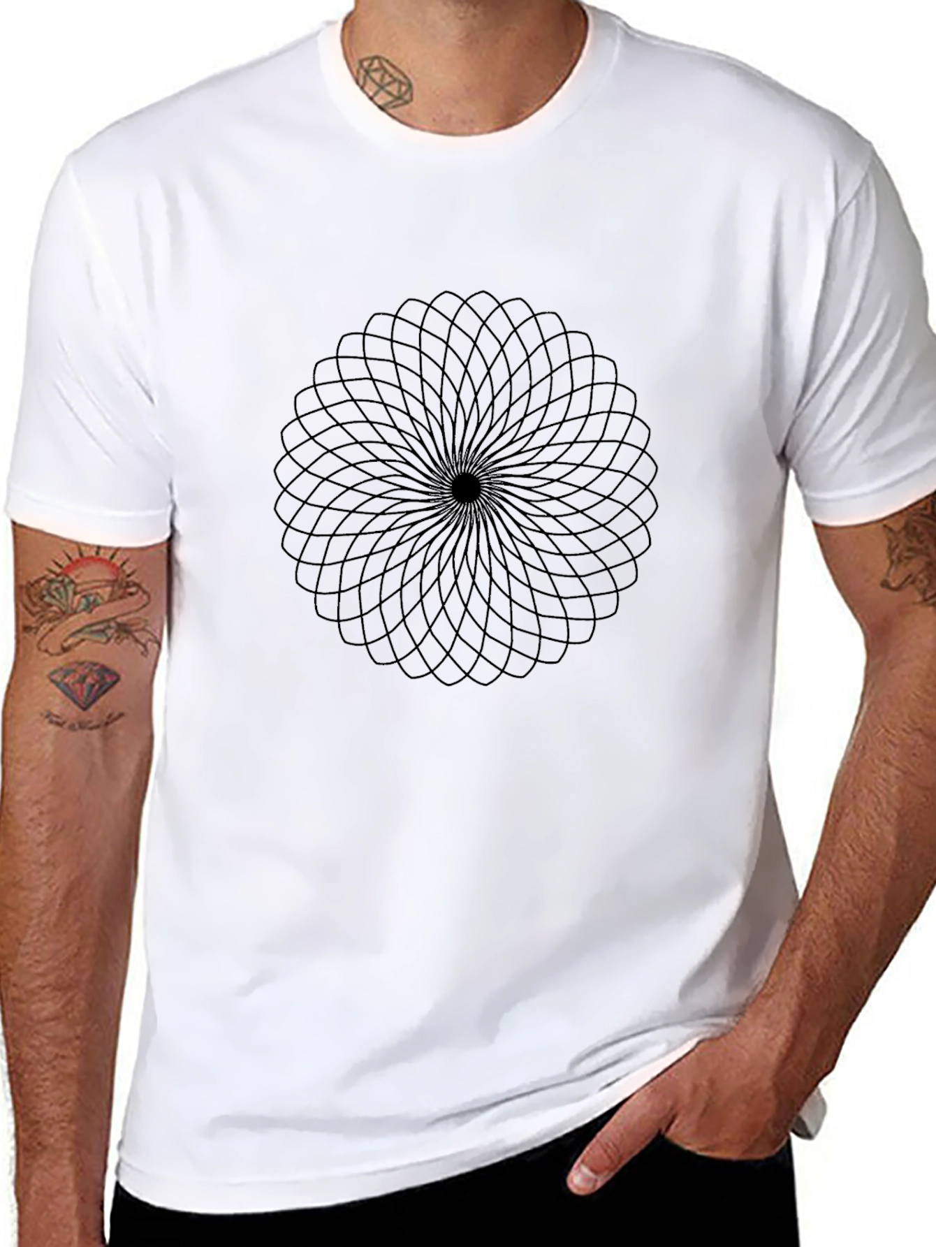 Geometric Mandala Black T-Shirt