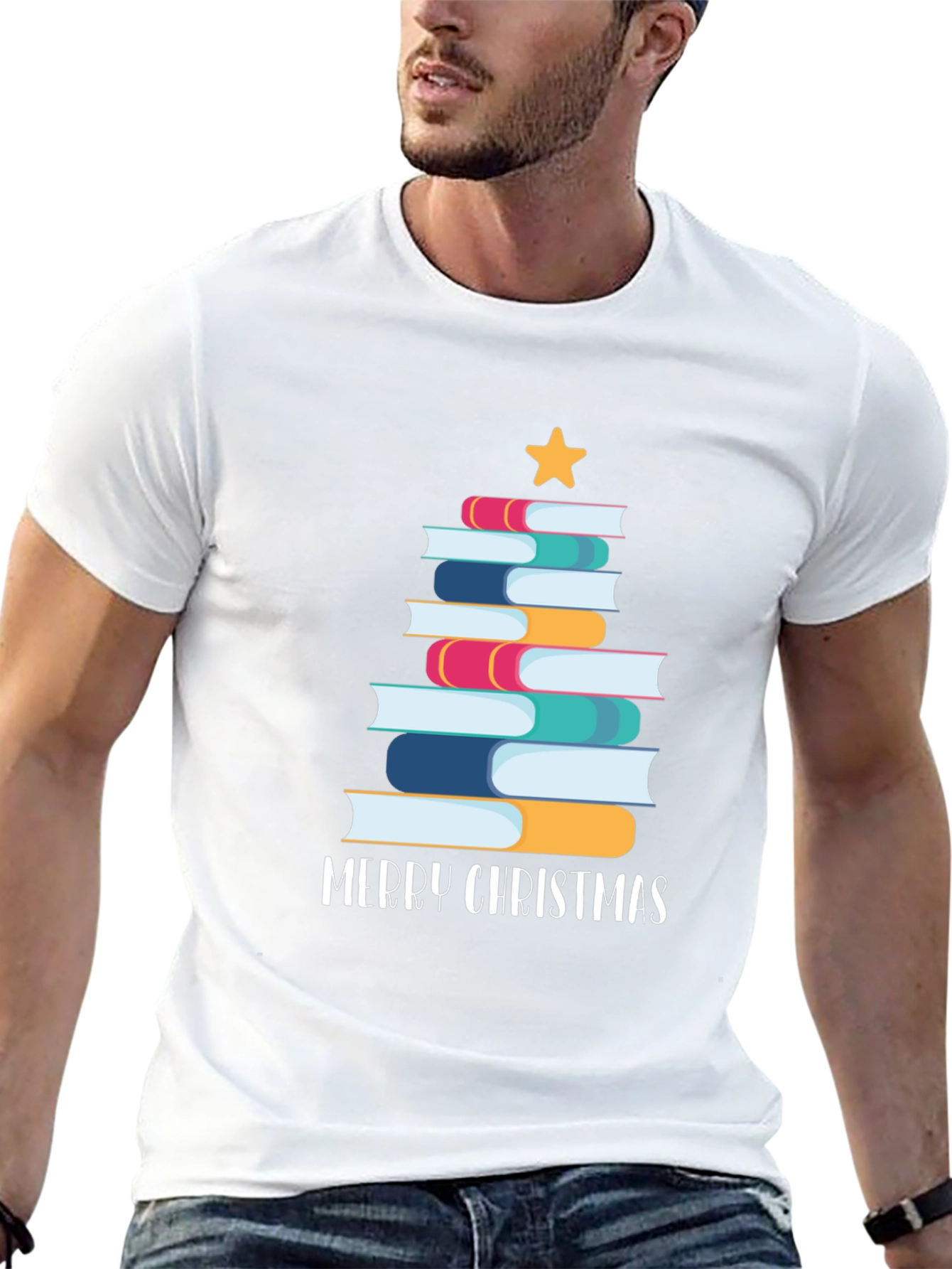 Festive Book Christmas Tree T-Shirt