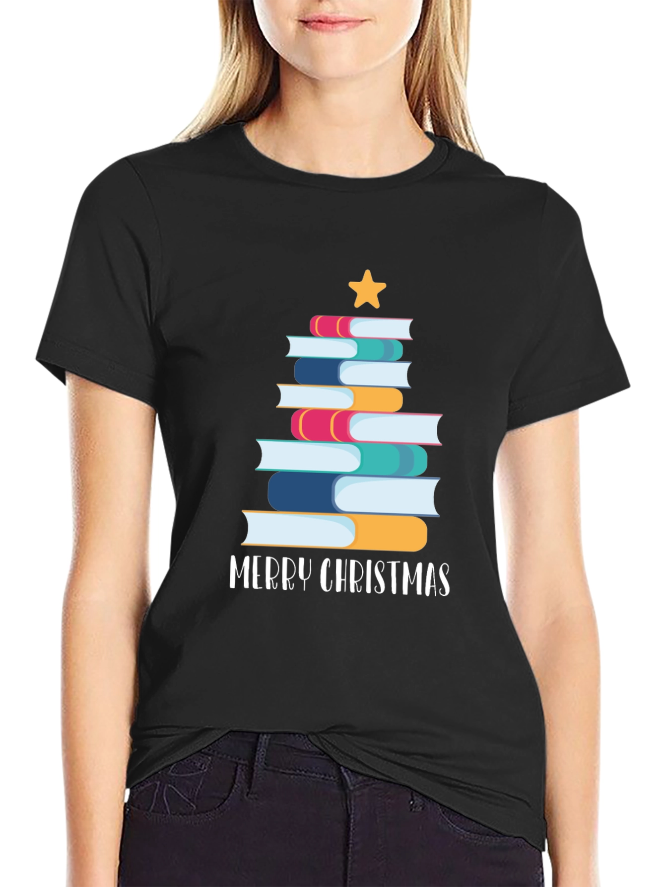 Festive Book Christmas Tree T-Shirt