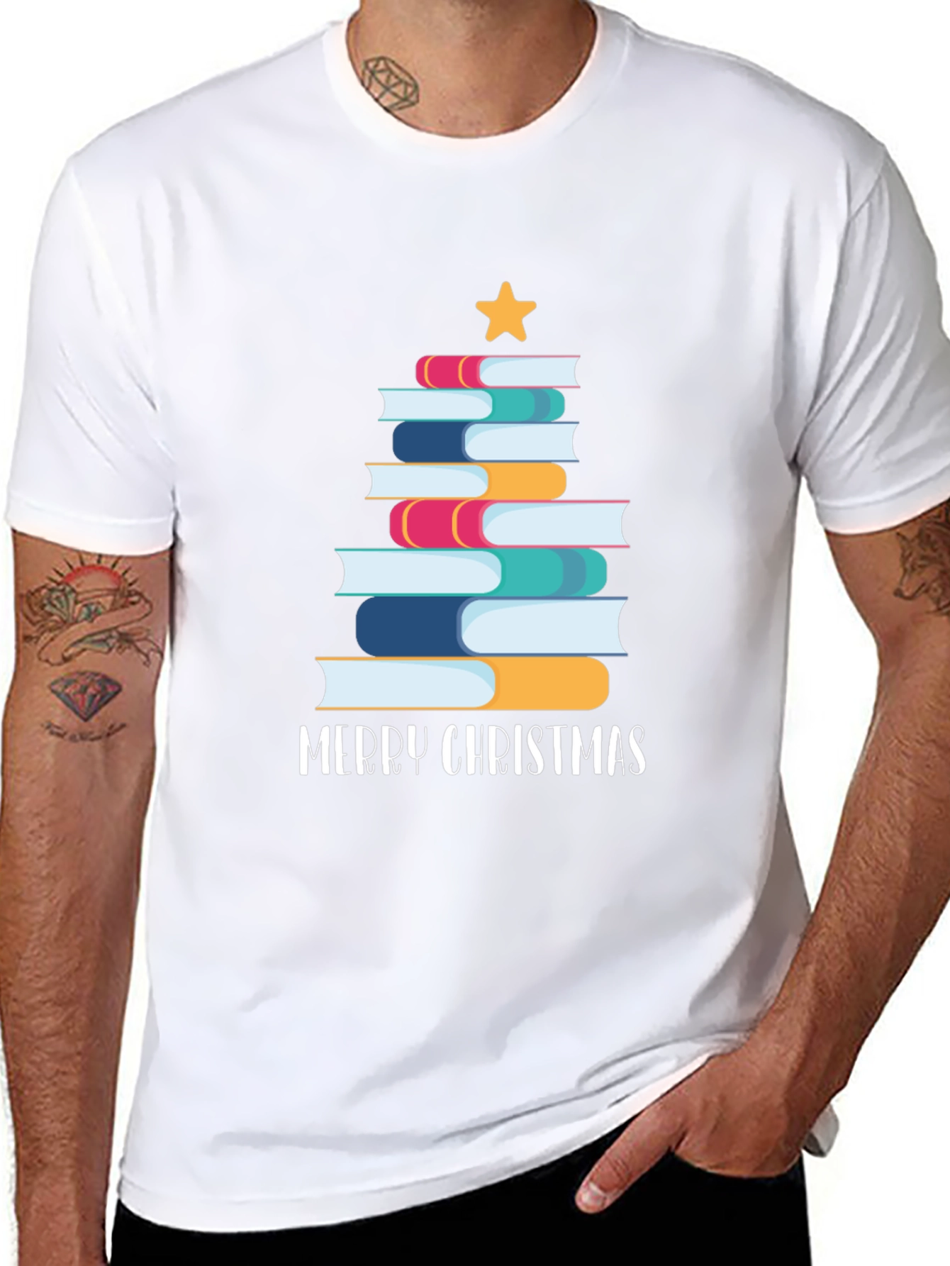 Festive Book Christmas Tree T-Shirt