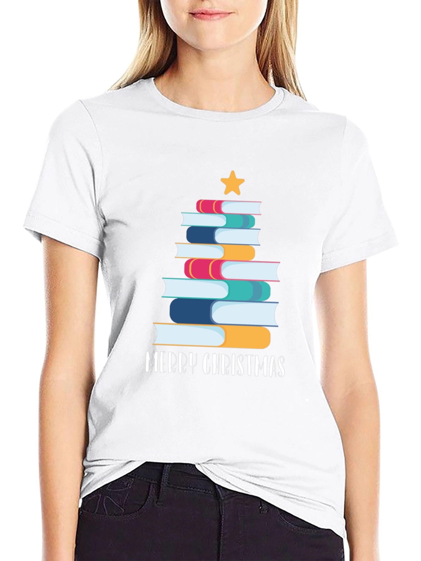 Festive Book Christmas Tree T-Shirt