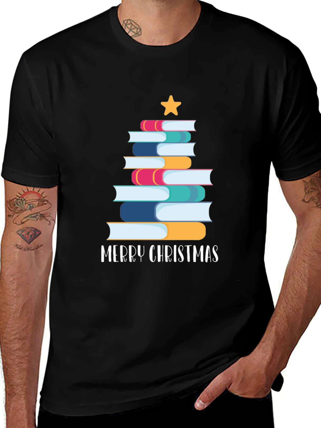 Festive Book Christmas Tree T-Shirt