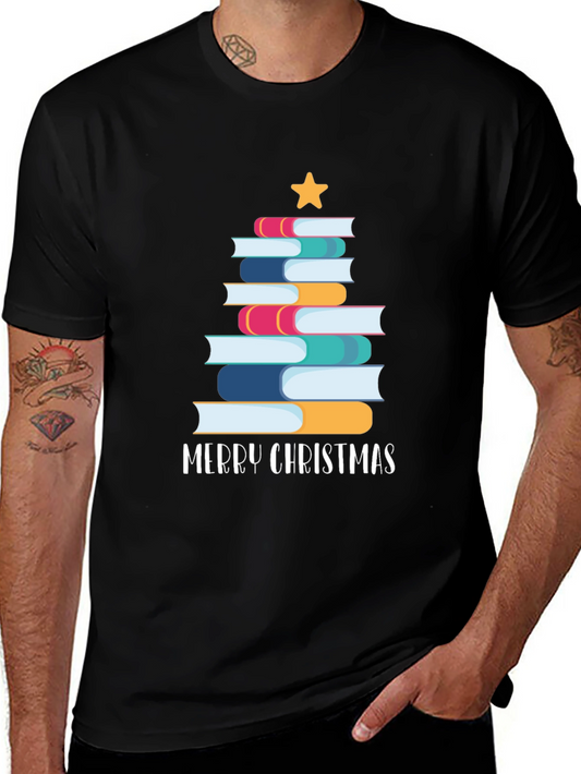 Festive Book Christmas Tree T-Shirt