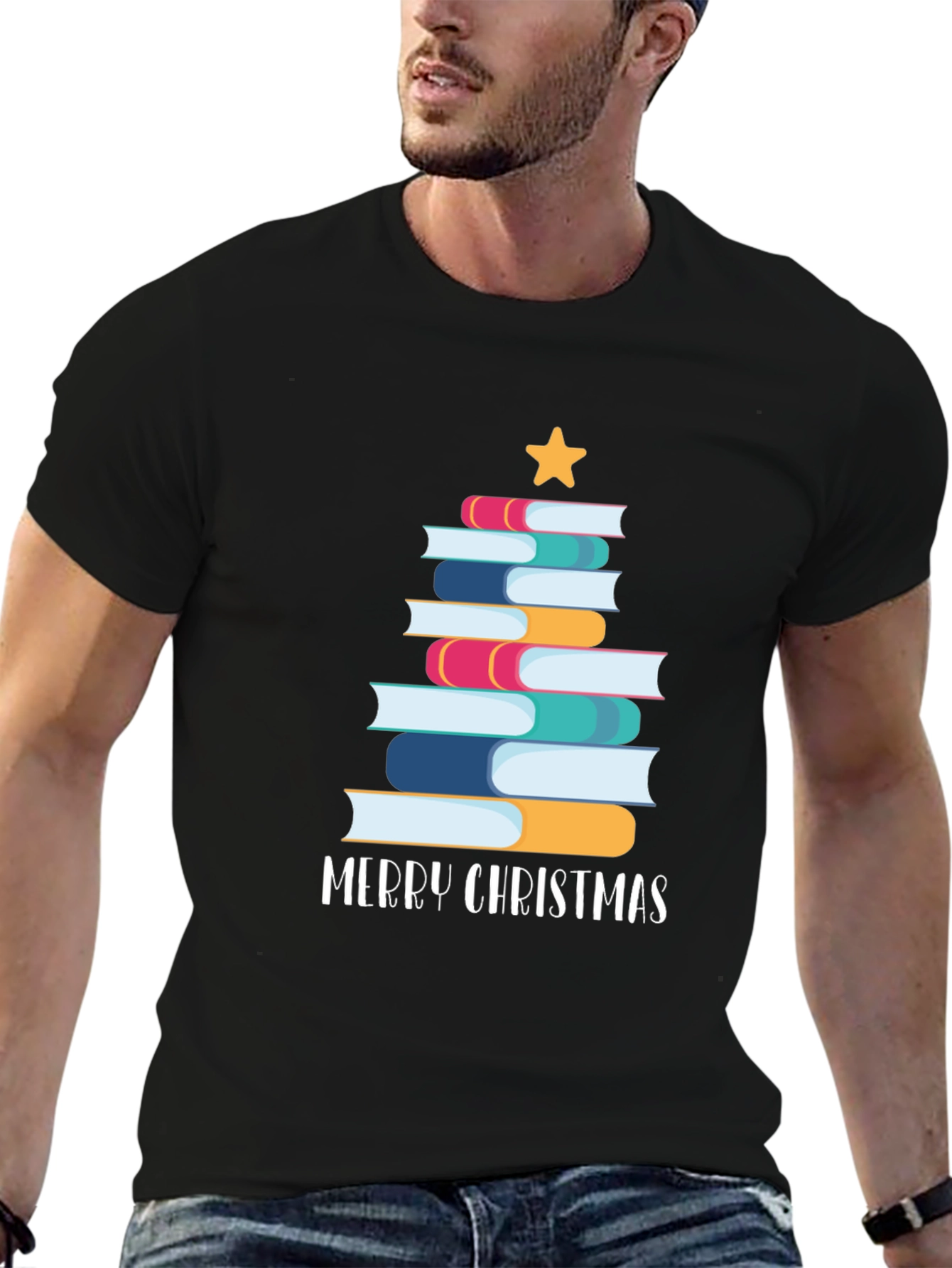 Festive Book Christmas Tree T-Shirt