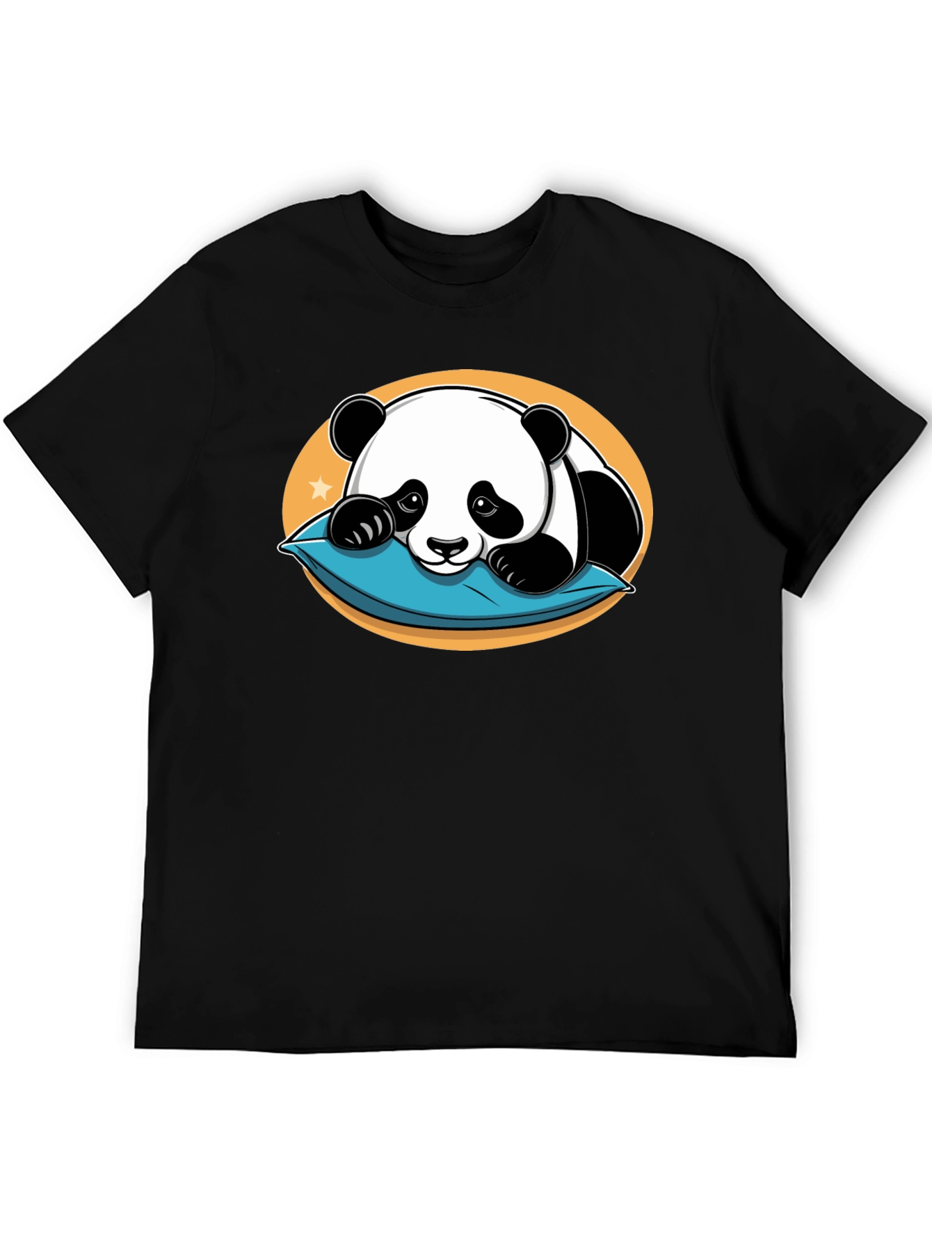 Cute Panda Pillow Black T-Shirt