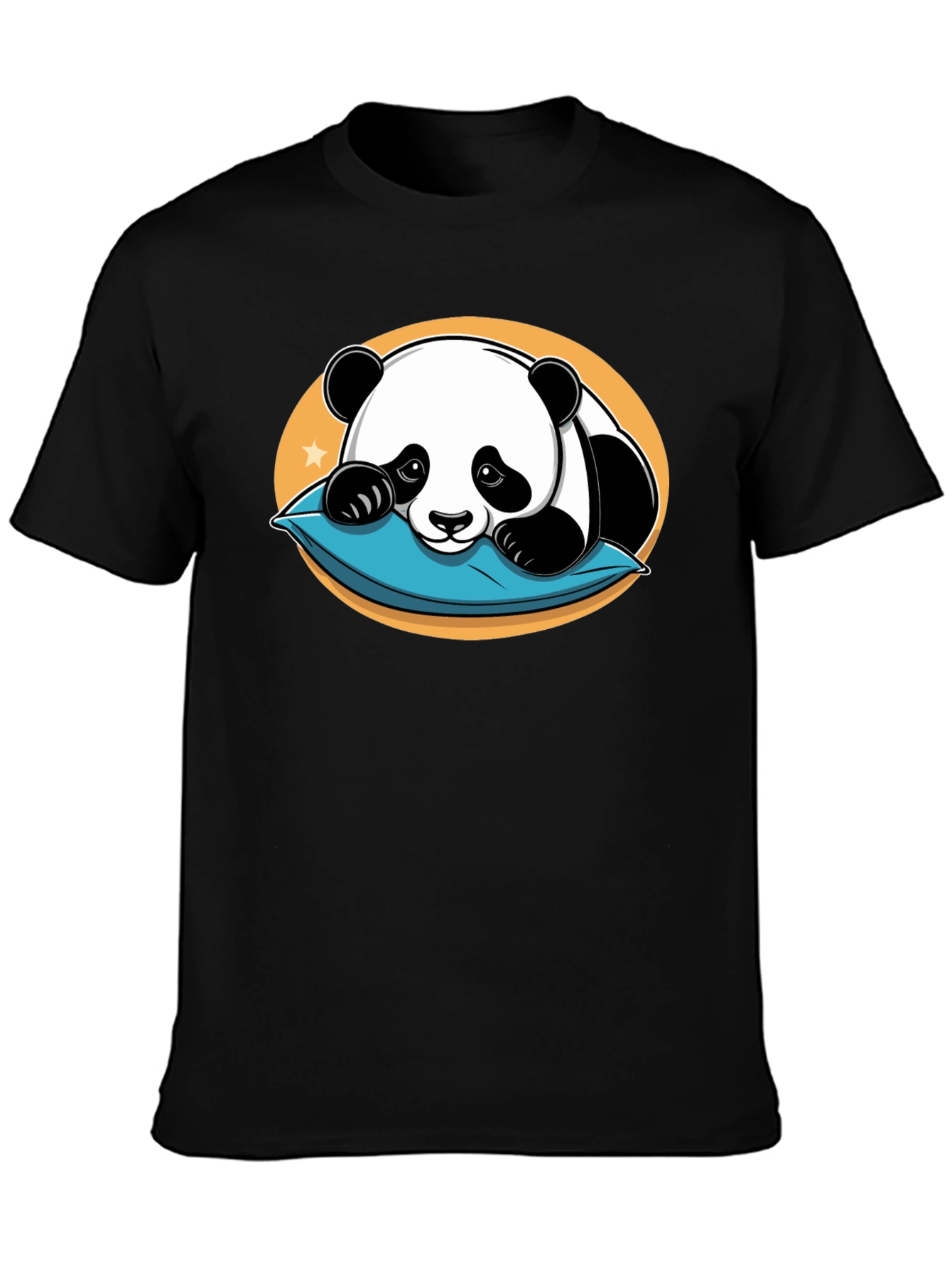 Cute Panda Pillow Black T-Shirt