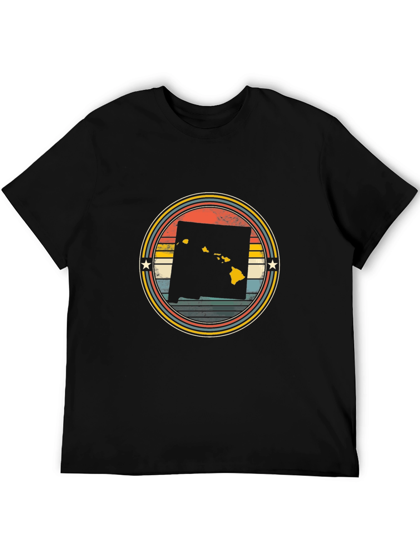 Retro Hawaii State Graphic Tee - Black