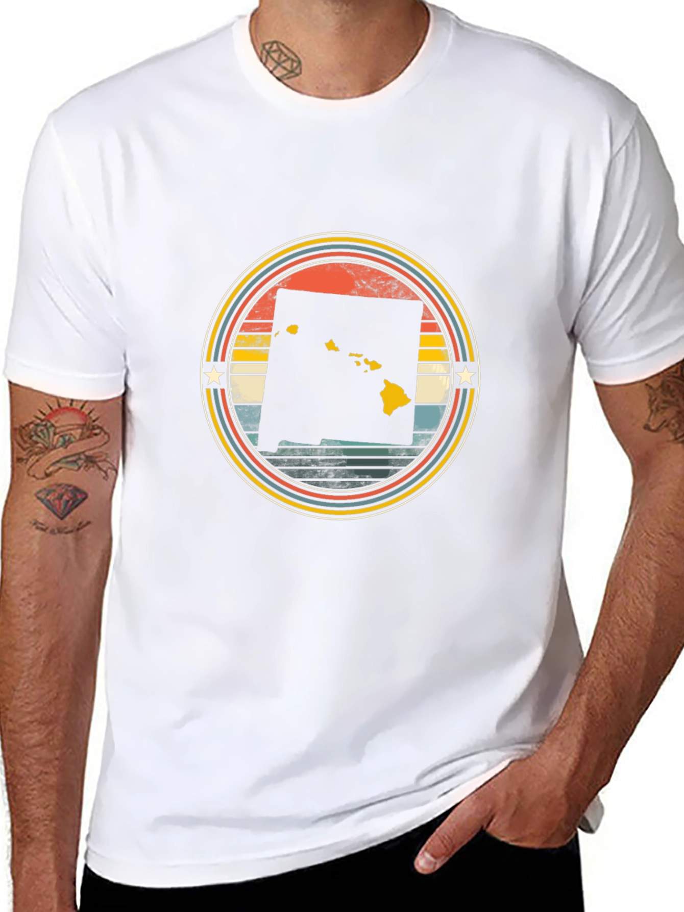 Retro Hawaii State Graphic Tee - Black