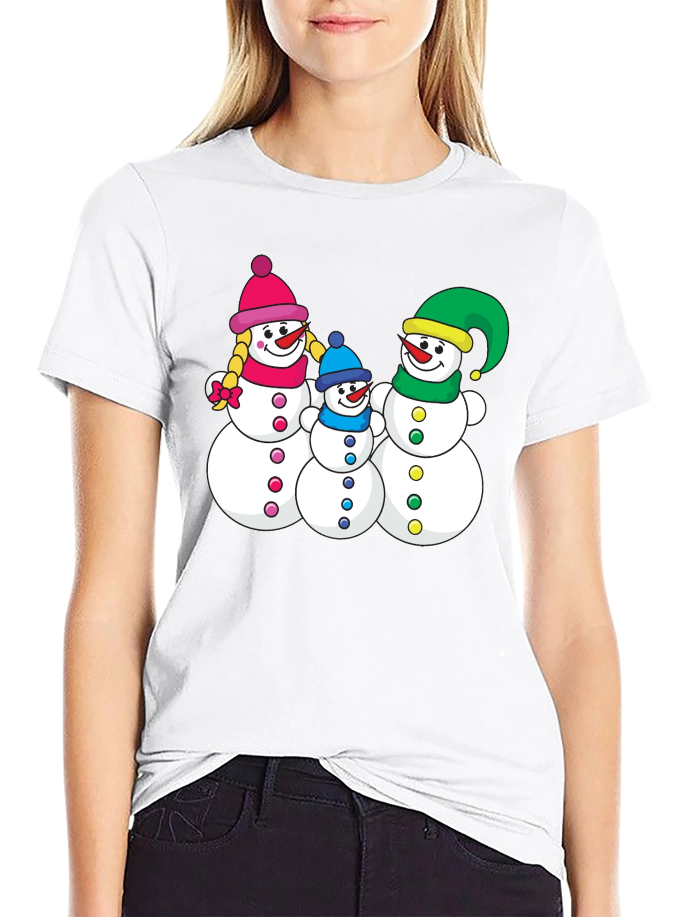 Festive Snowman Family T-Shirt - Holiday Season Apparel