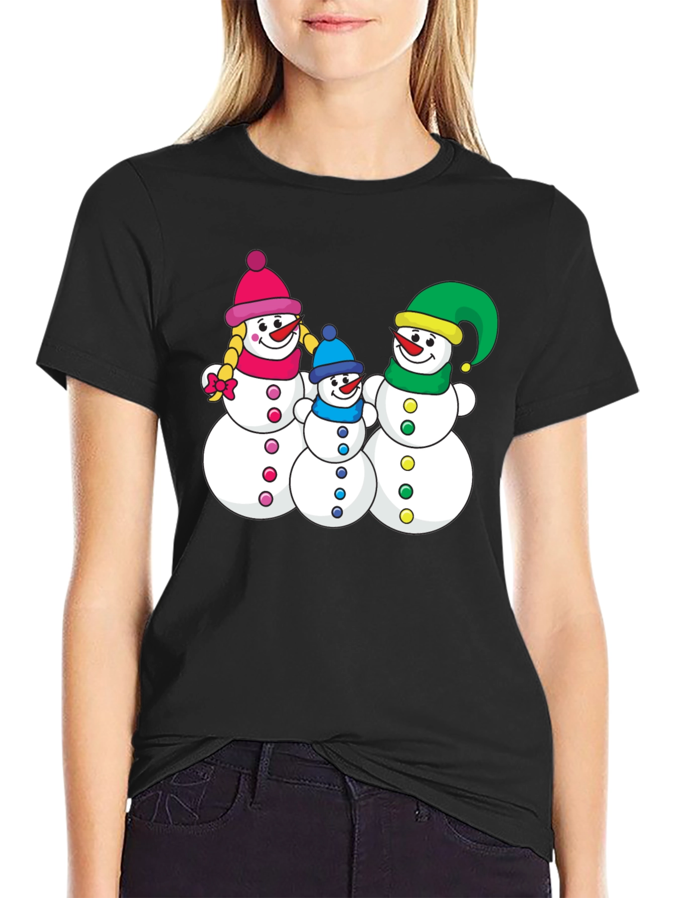 Festive Snowman Family T-Shirt - Holiday Season Apparel