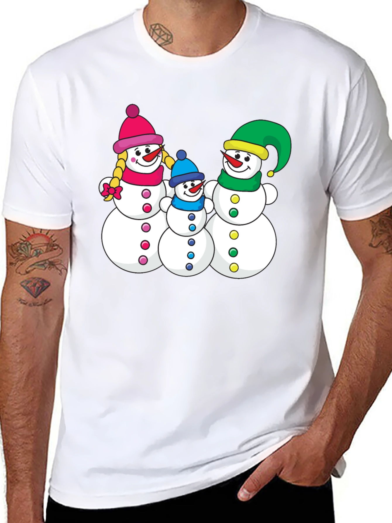 Festive Snowman Family T-Shirt - Holiday Season Apparel