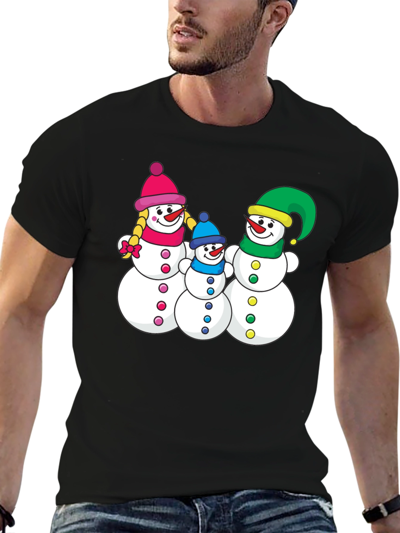 Festive Snowman Family T-Shirt - Holiday Season Apparel