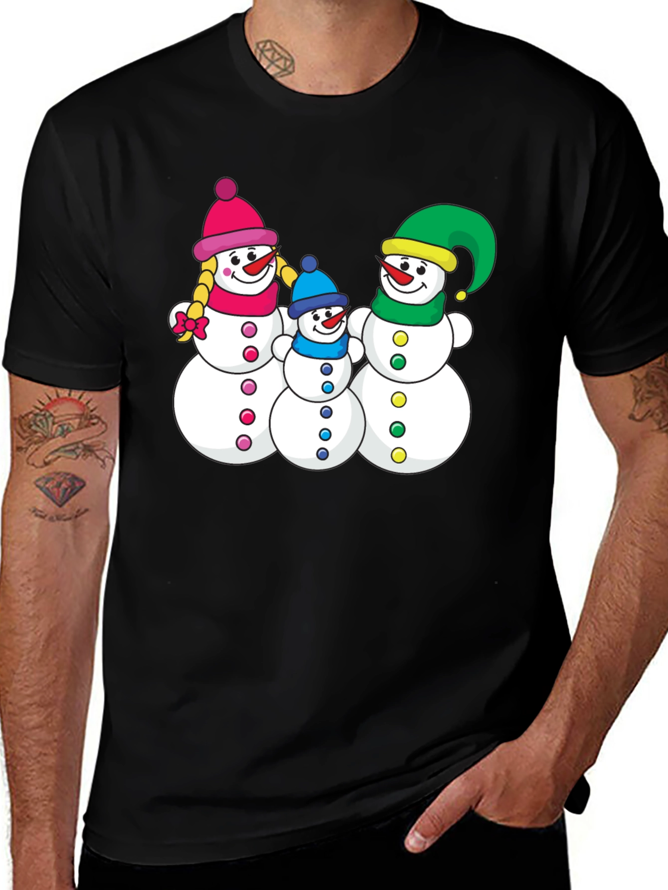 Festive Snowman Family T-Shirt - Holiday Season Apparel