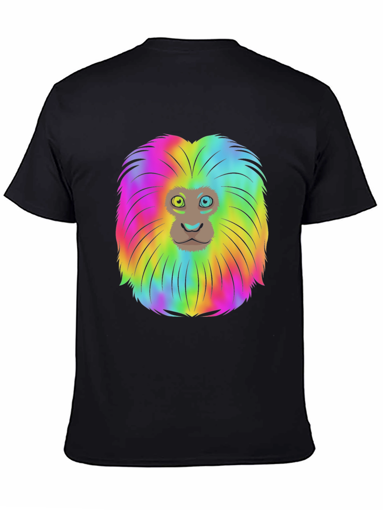 Rainbow Lion Mane Black T-Shirt
