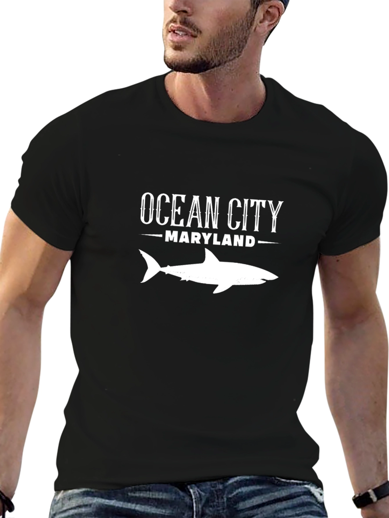 Ocean City Maryland Shark Graphic Tee - Black